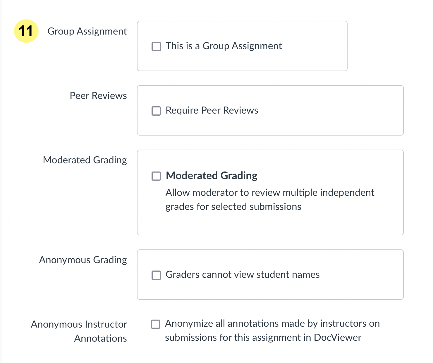 Assignment options