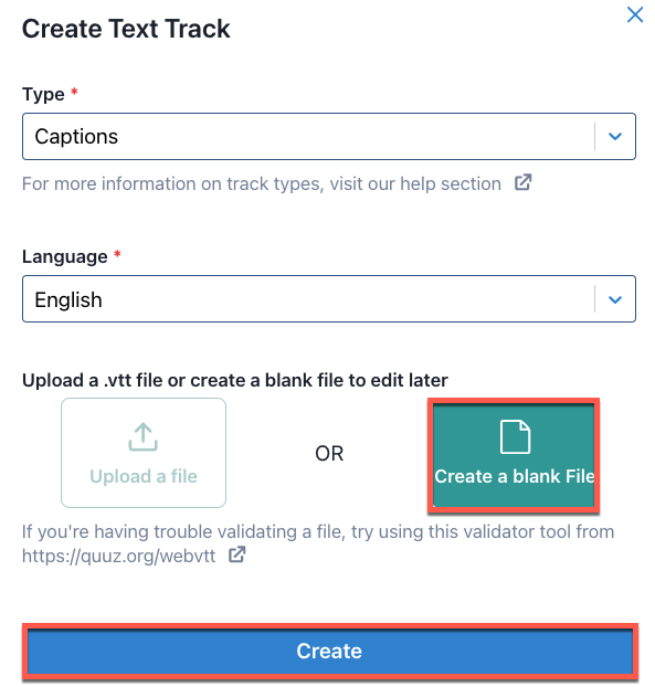 Create text track