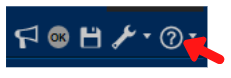Close up of FactSet menu with arrow pointing to help icon