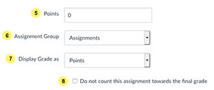 Assignment settings steps 5, 6, 7, 8