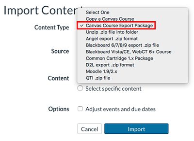 Import Canvas Course