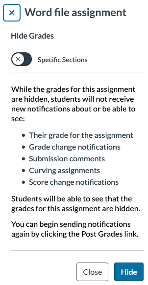 Hide grades